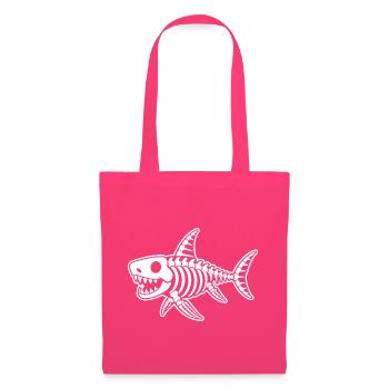 Süßes Skelett Hai Haifisch Cartoon Weiß Shirt - Stoffbeutel - Azalea - Vorne