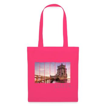 Lissabon Portugal Retro Torre de Belém Souvenir - Stoffbeutel - Azalea - Vorne