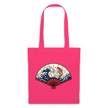 Japanischer Fächer Wellen Koi Fisch Vektor Shirt - Stoffbeutel - Azalea - Vorne