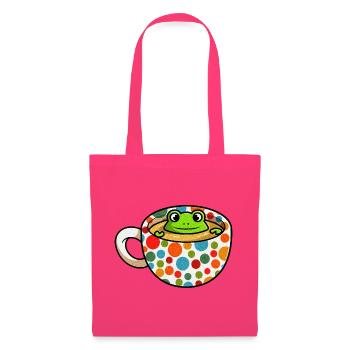 T-shirt Spotty Frog Cup – Tasse à café mignonne à pois - Sac en tissu - rose azalée - Devant