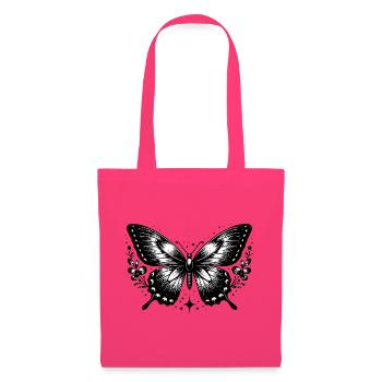 Papillon noir et blanc bohème - Sac en tissu - rose azalée - Devant