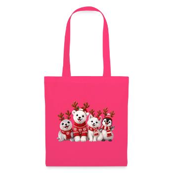 Fröhliche Weihnachtstiere mit Rentiergeweih - Stoffbeutel - Azalea - Vorne