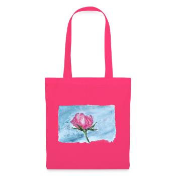 Rose aquarelle sur bleu ciel - Sac en tissu - rose azalée - Devant