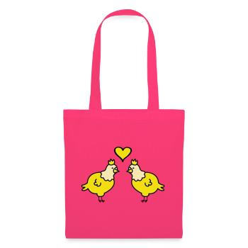 Couple Cœur de Poulets Jumeaux - Sac en tissu - rose azalée - Devant