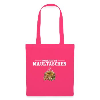 Powered by Maultaschen – Schwabe Geschenk - Stoffbeutel - Azalea - Vorne