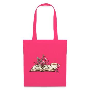 Buch mit Blumen & Teetasse - Stoffbeutel - Azalea - Vorne