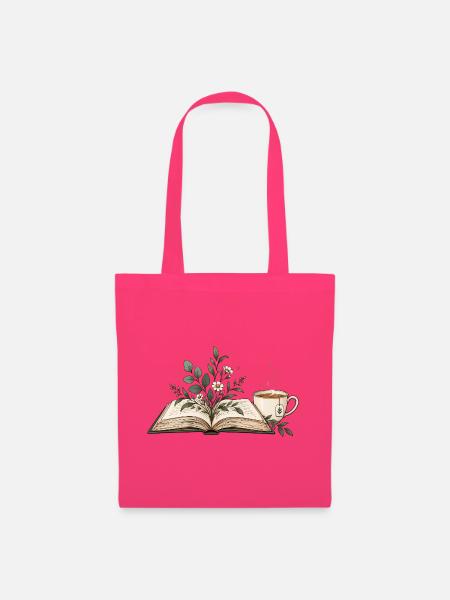 Buch mit Blumen & Teetasse - Stoffbeutel - Azalea