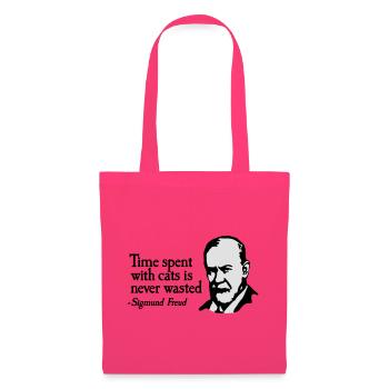 Time spent with cats is never Sigmund Freud - Sac en tissu - rose azalée - Devant