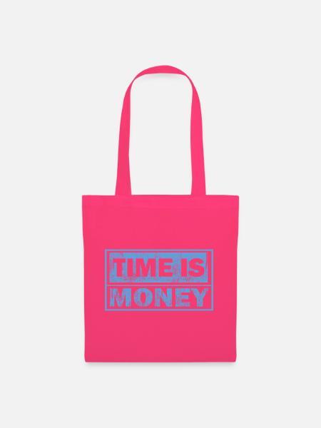 Zeit ist Geld – Blauer Blocktext - Stoffbeutel - Azalea