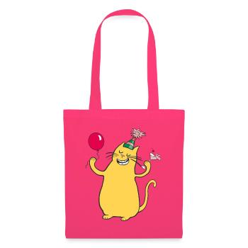 Chat de fête - Sac en tissu - rose azalée - Devant