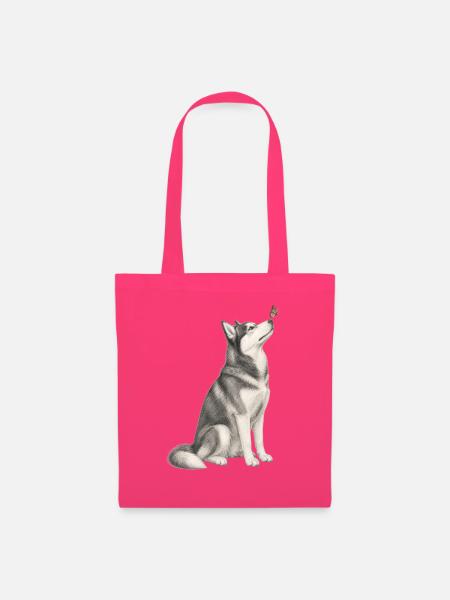 Siberian Husky mit Schmetterling Skizze - Stoffbeutel - Azalea