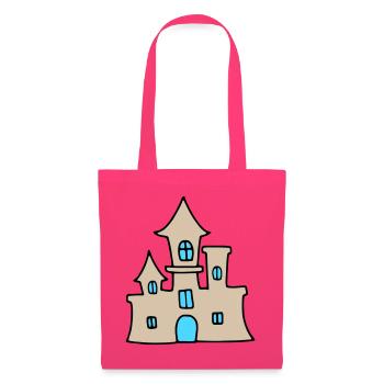 Château de sable - été sur la plage - Sac en tissu - rose azalée - Devant