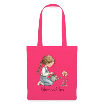 Mädchen mit Gießkanne – Bloom With Love Garten - Stoffbeutel - Azalea - Vorne