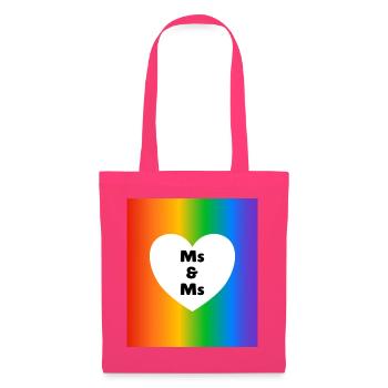 Frau & Frau Pride Heart on Rainbow – lesbische Hochzeit - Stoffbeutel - Azalea - Vorne