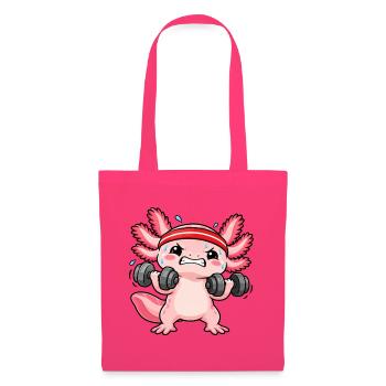Fitness Axolotl beim Hanteltraining - Stoffbeutel - Azalea - Vorne