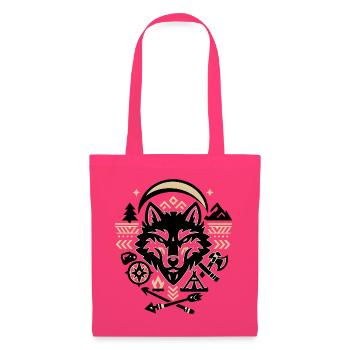 Wolfskopf Tribal Zelten Outdoor Design - Stoffbeutel - Azalea - Vorne