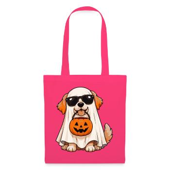 Halloween Hund im Geisterkostüm mit Kürbiskorb - Stoffbeutel - Azalea - Vorne