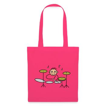 Batteur en action à la batterie - Sac en tissu - rose azalée - Devant