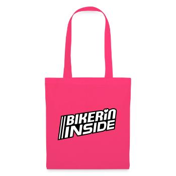 Bikerin inside Schriftzug (Farben änderbar) - Stoffbeutel - Azalea - Vorne