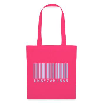 Barcode Hellblau "UNBEZAHLBAR"  - Stoffbeutel - Azalea - Vorne