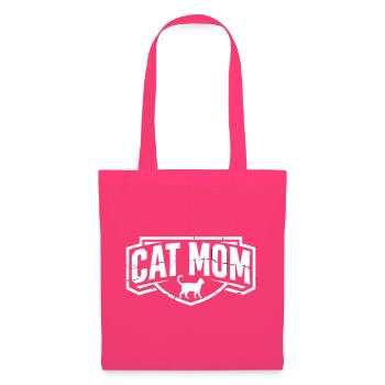 Blason vintage de la Cat Mom - Sac en tissu - rose azalée - Devant