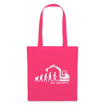 Evolution Bagger Baggerfahrer Bauarbeiter Mensch - Stoffbeutel - Azalea - Vorne