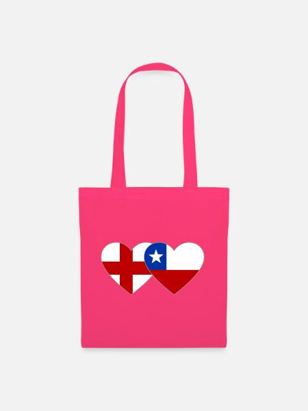 England Chile Flagge Herz - Stoffbeutel - Azalea