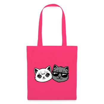 chatons mignons cool couple mâle chats noirs et blancs - Sac en tissu - rose azalée - Devant