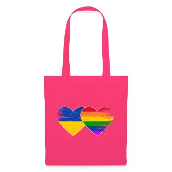 Ukraine Regenbogen Flagge Herz used - Stoffbeutel - Azalea - Vorne