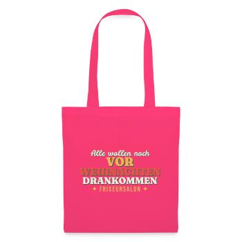 Alle wollen vor Weihnachten drankommen - Friseur - Stoffbeutel - Azalea - Vorne