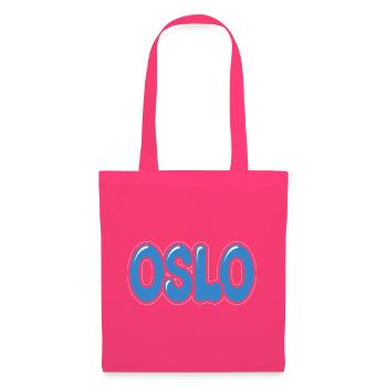 Oslo Retro Groovy Typografie Blasen Himmelblau - Stoffbeutel - Azalea - Vorne