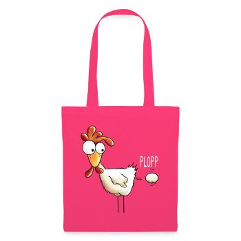 Plopp es ist raus das Ei - Huhn - Hahn - Gockel - Stoffbeutel - Azalea - Vorne