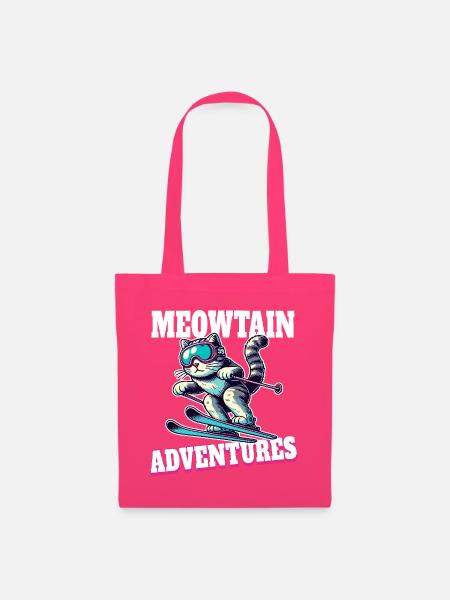 Meowtain Abenteuer – Skifahrende Katze - Stoffbeutel - Azalea