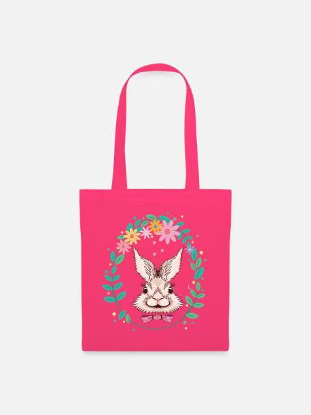 Hase im Blumenkranz - Stoffbeutel - Azalea