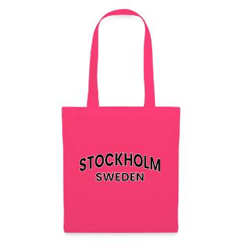 Conception de texte Stockholm – Suède - Sac en tissu - rose azalée - Devant
