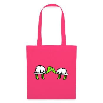 2 turtles cuddling sweet kissing couple love team - Tote Bag - azalea - Front