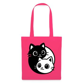 Portrait de chat Ying Yang - Sac en tissu - rose azalée - Devant