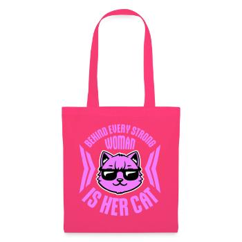 Behind Every Strong Woman Is Her Cat Spruch Katze - Tote Bag - azalea - Front