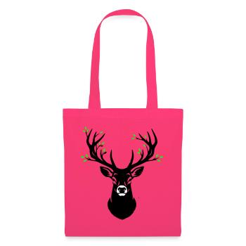 Feuilles naturelles en bois de cerf de tête de cerf - Sac en tissu - rose azalée - Devant