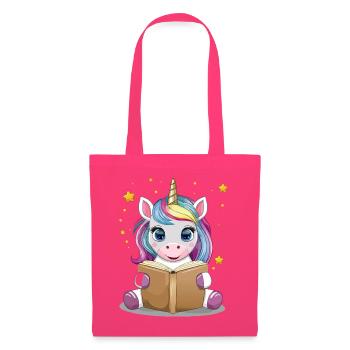 Süßes Kawaii Einhorn liest Buch Vektor DesignBesch - Stoffbeutel - Azalea - Vorne
