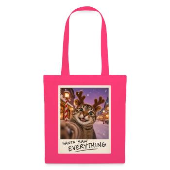 Santa Saw Everything Katze Selfie - Stoffbeutel - Azalea - Vorne
