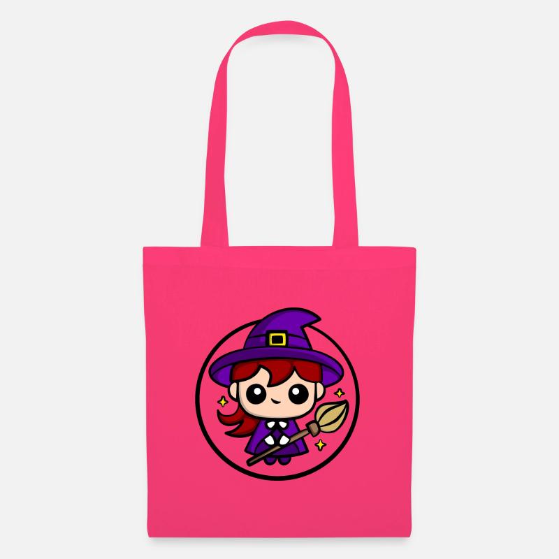 Mignonne sorcière Chibi | Conception mignonne de sorcière d’Halloween - Sac en tissu - rose azalée