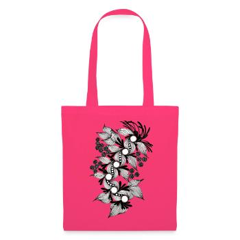 Spirale de fleurs noires et blanches - Sac en tissu - rose azalée - Devant