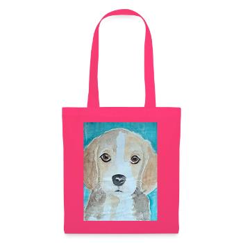 Chiot Beagle, aquarelle - Sac en tissu - rose azalée - Devant