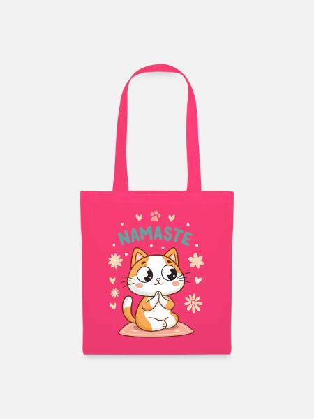 Namaste Pastel Kawaii Katze - Stoffbeutel - Azalea