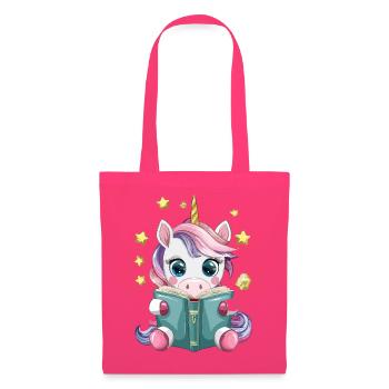 Süßes Kawaii Einhorn liest Buch Vektor Design - Stoffbeutel - Azalea - Vorne