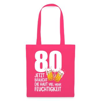 80 Geburtstag Bier Männer Lustiger Spruch - Stoffbeutel - Azalea - Vorne