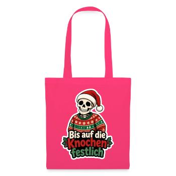 Bis auf die Knochen festlich Skelett Weihnachten - Stoffbeutel - Azalea - Vorne