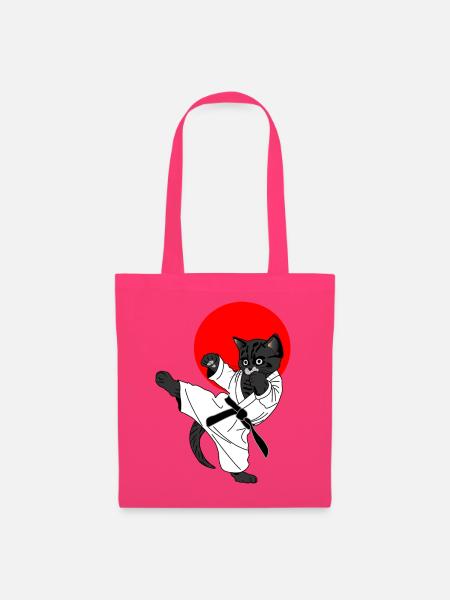 Schwarze Katze Karate Sonne - Stoffbeutel - Azalea