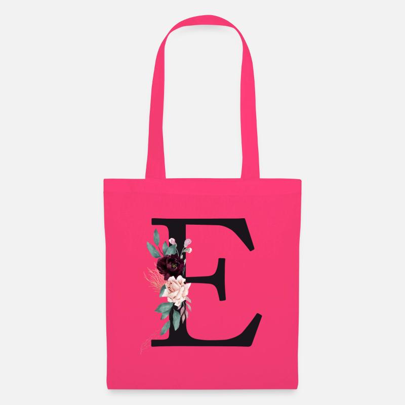 Customizable Monogram E Floral - Tote Bag - azalea
